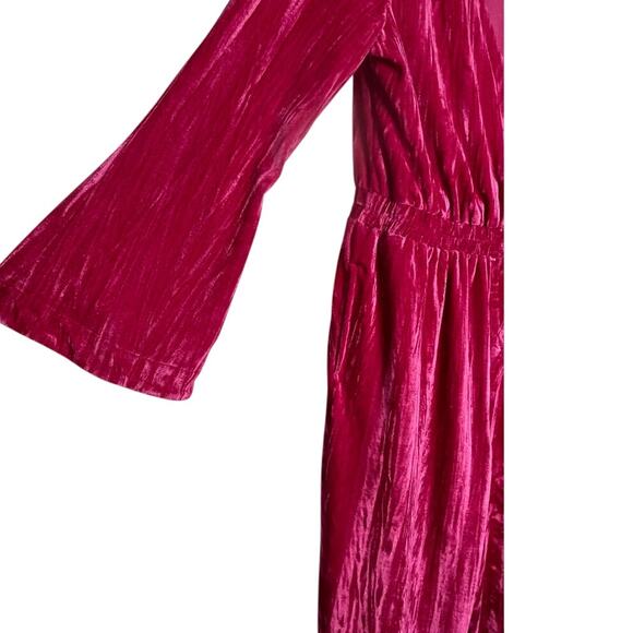 A New Day Pink Velet Jumpsuit with Bell Long Sleeve -Medium - Picture 4 of 9